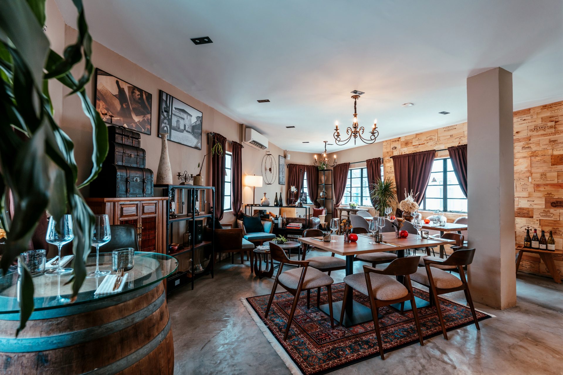 Warm and elegant Chez Suzette dining room in Singapore